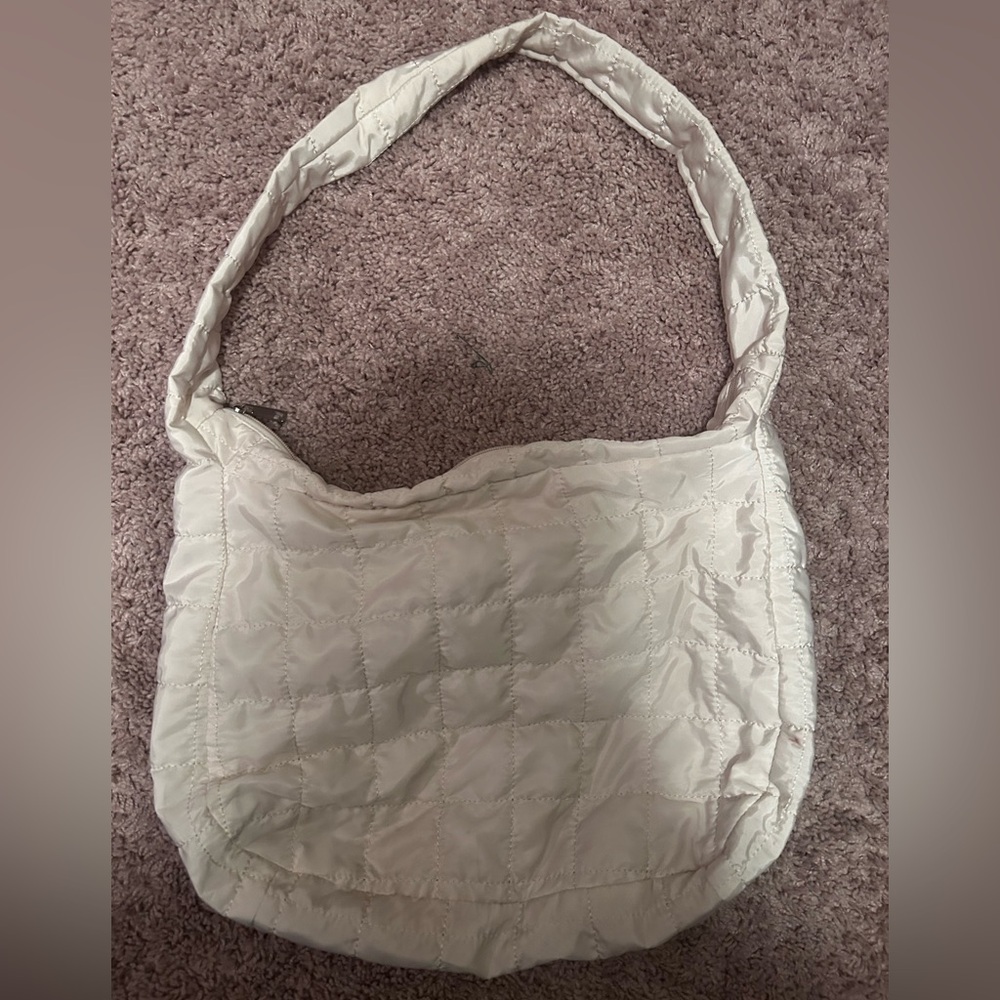 Cream and white quilted shoulder bag